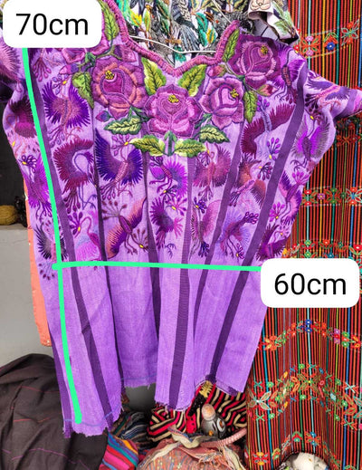 Lilac floral Santiago huipil #3-12