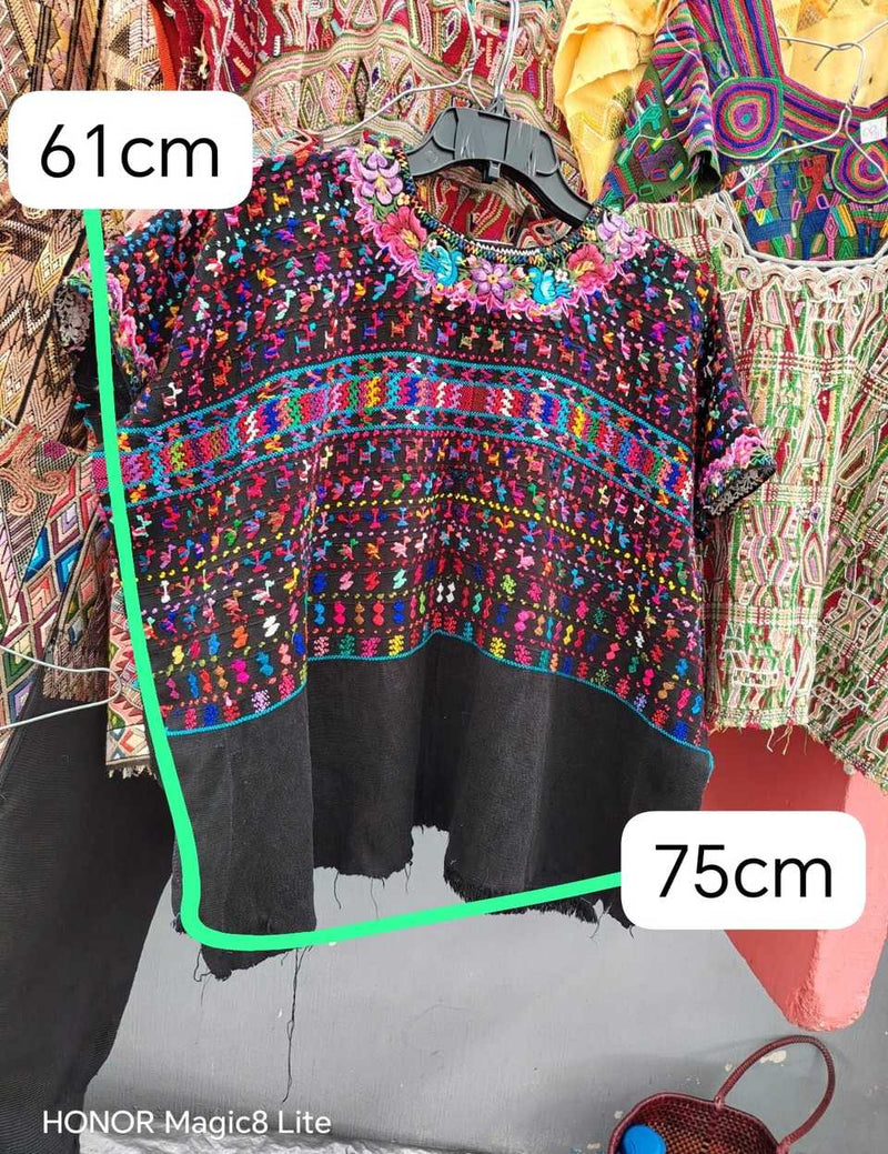 Black and pink San Lucas huipil #5-65