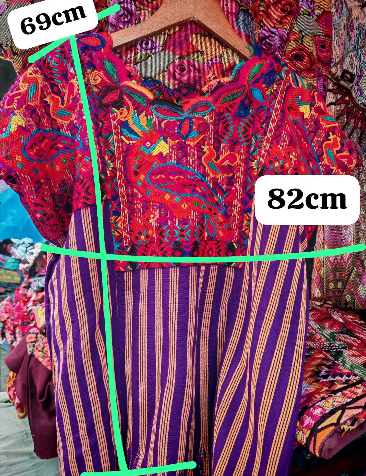 Parrot on Purple Stripes Chichicastenango Huipil #6-329