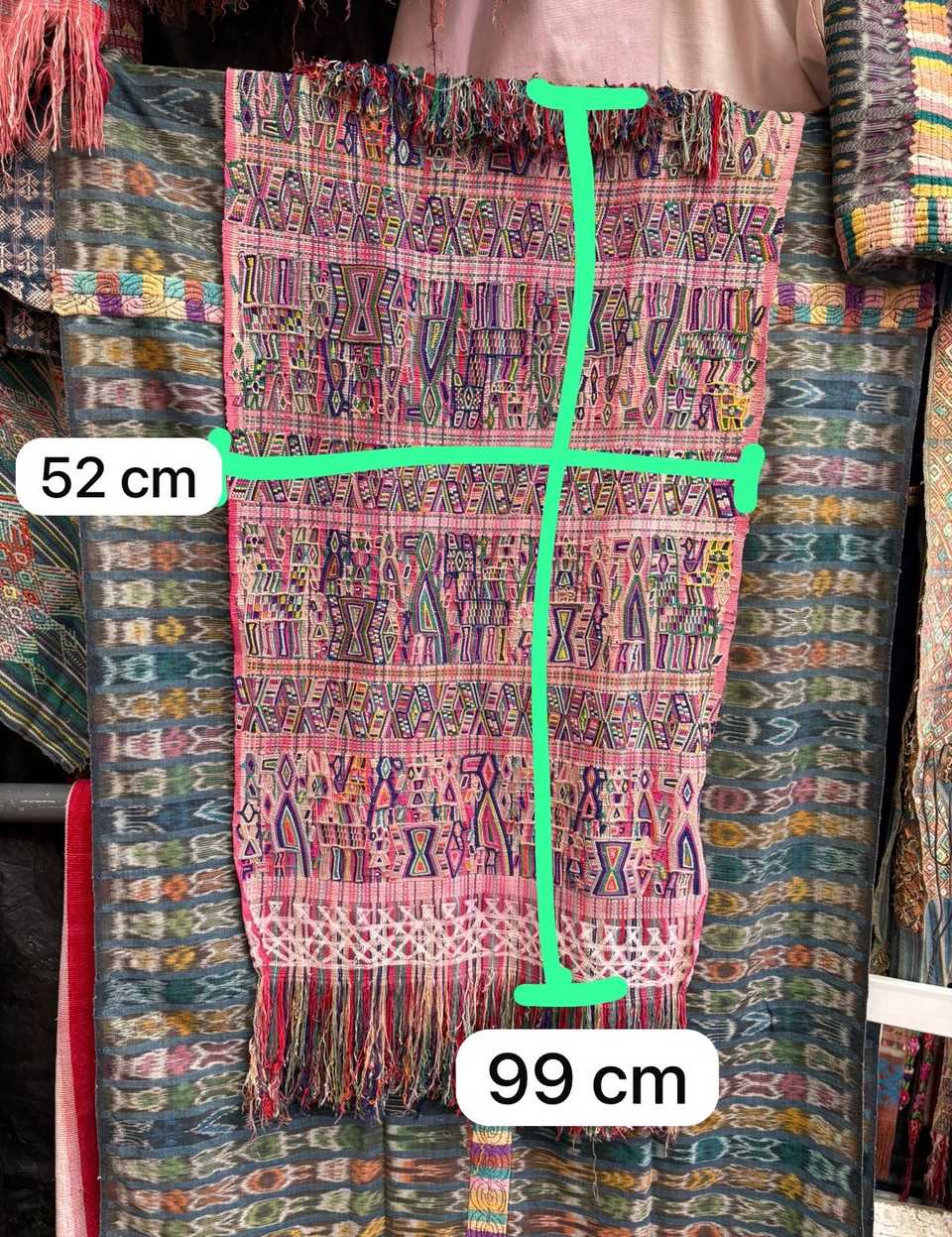 Colourful on pink Nebaj tzute #4-270