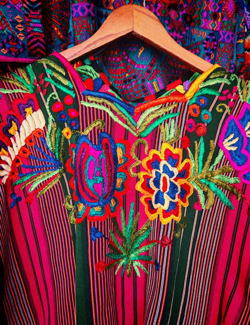 Red striped Chichicastenango huipil #1-63