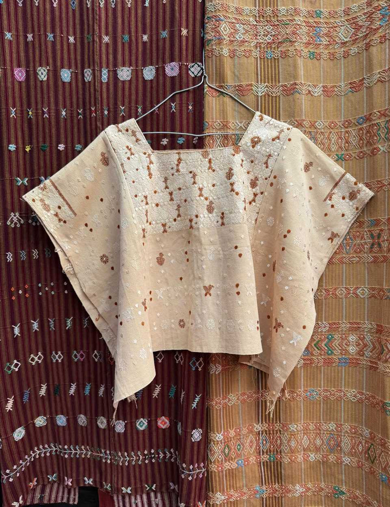 Cream and beige Coban huipil #5-81