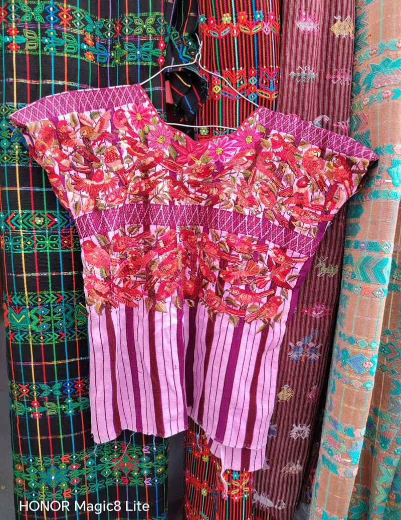 Pink and red Santiago huipil #6-57
