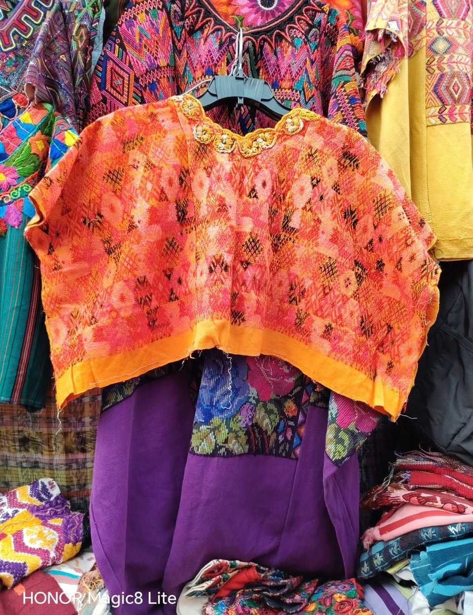 Orange and pink Coban huipil #4-253