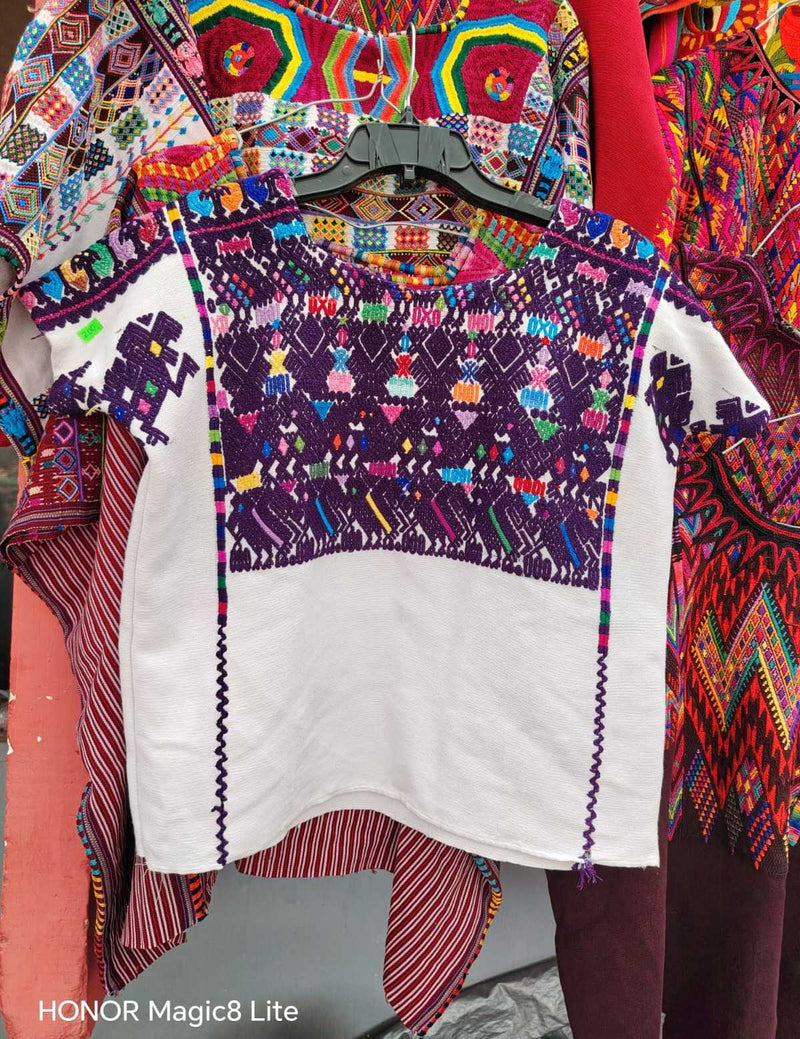 Dark Berry and White Sacatepequez Huipil #6-220
