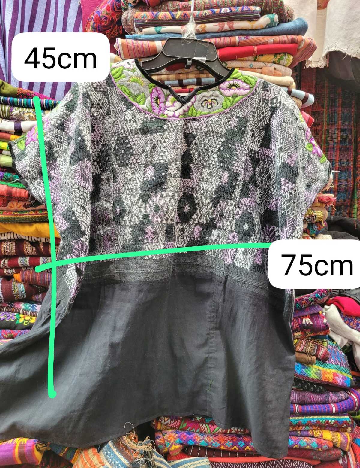 (Reserved for Sarah) Grey and violet Coban huipil #3-39