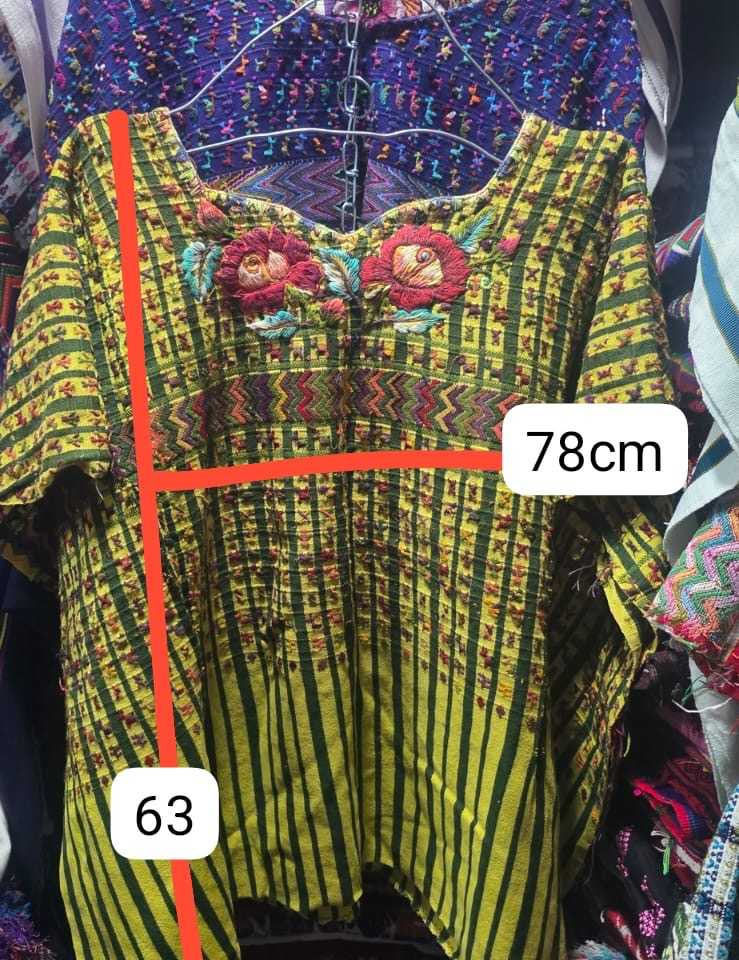 Lime green striped San Lucas huipil #2-53