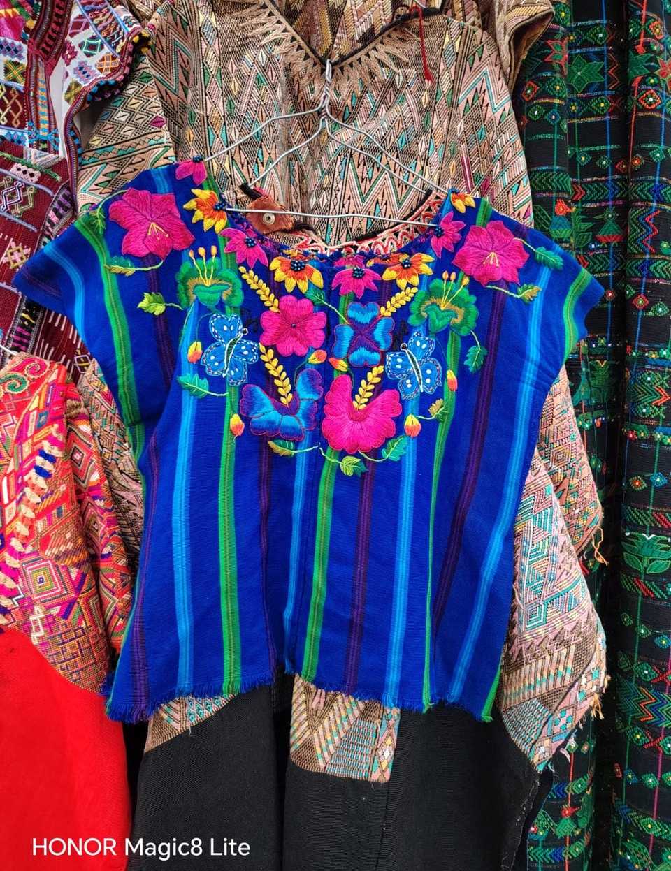 Blue and pink Santiago huipil #5-422