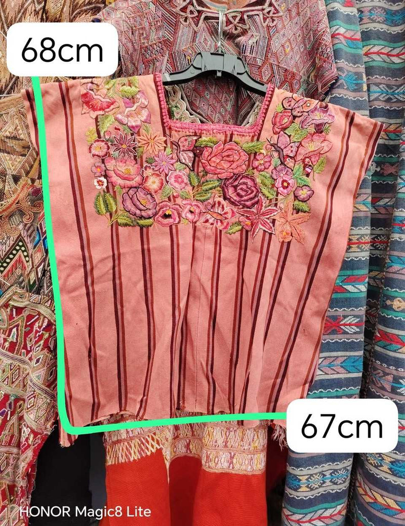 Salmon floral Santiago huipil #4-319