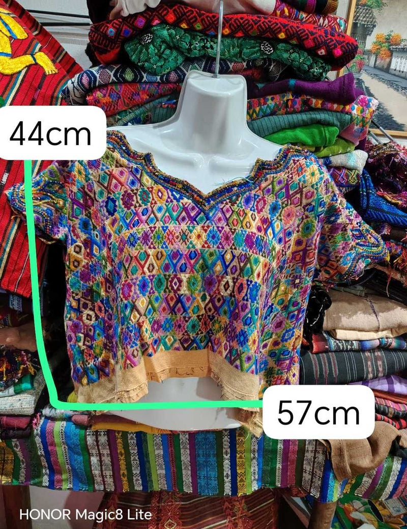 Colourful on buttermilk Coban huipil #5-425