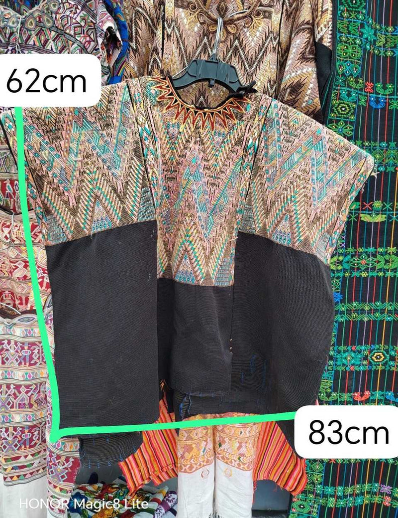 Chevron on black Chichicastenango huipil #5-289