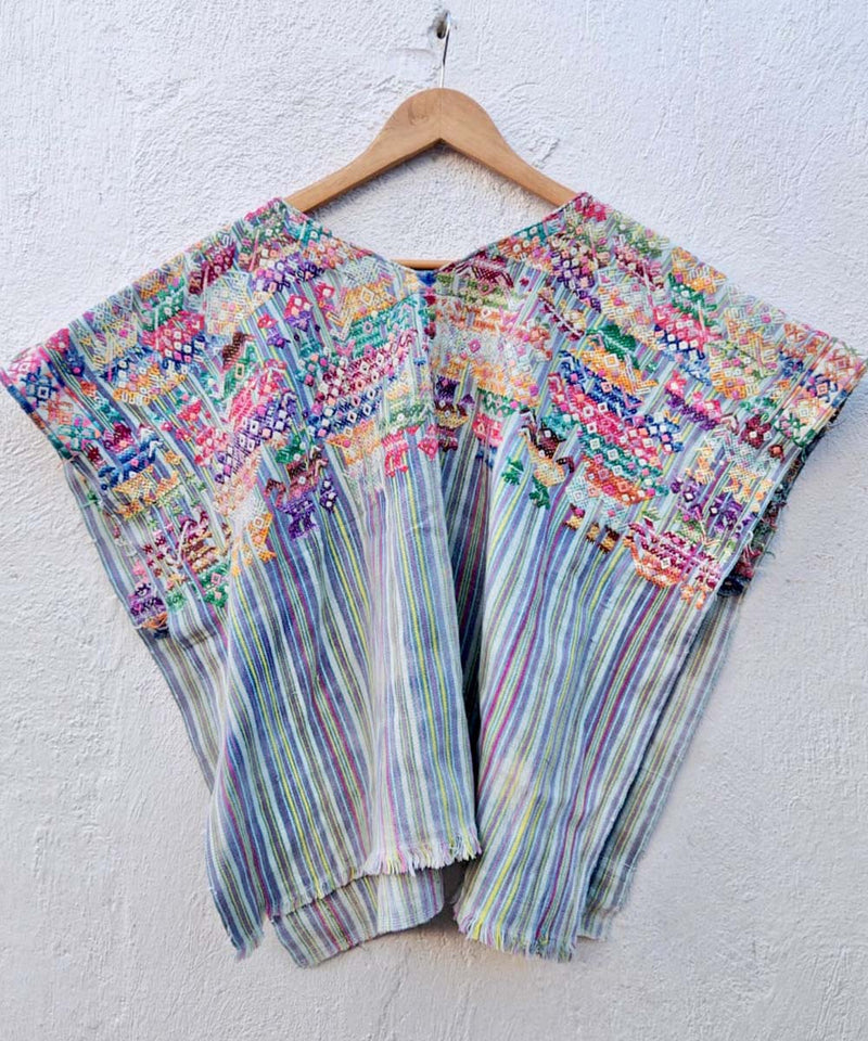 Faded indigo Nahuala huipil
