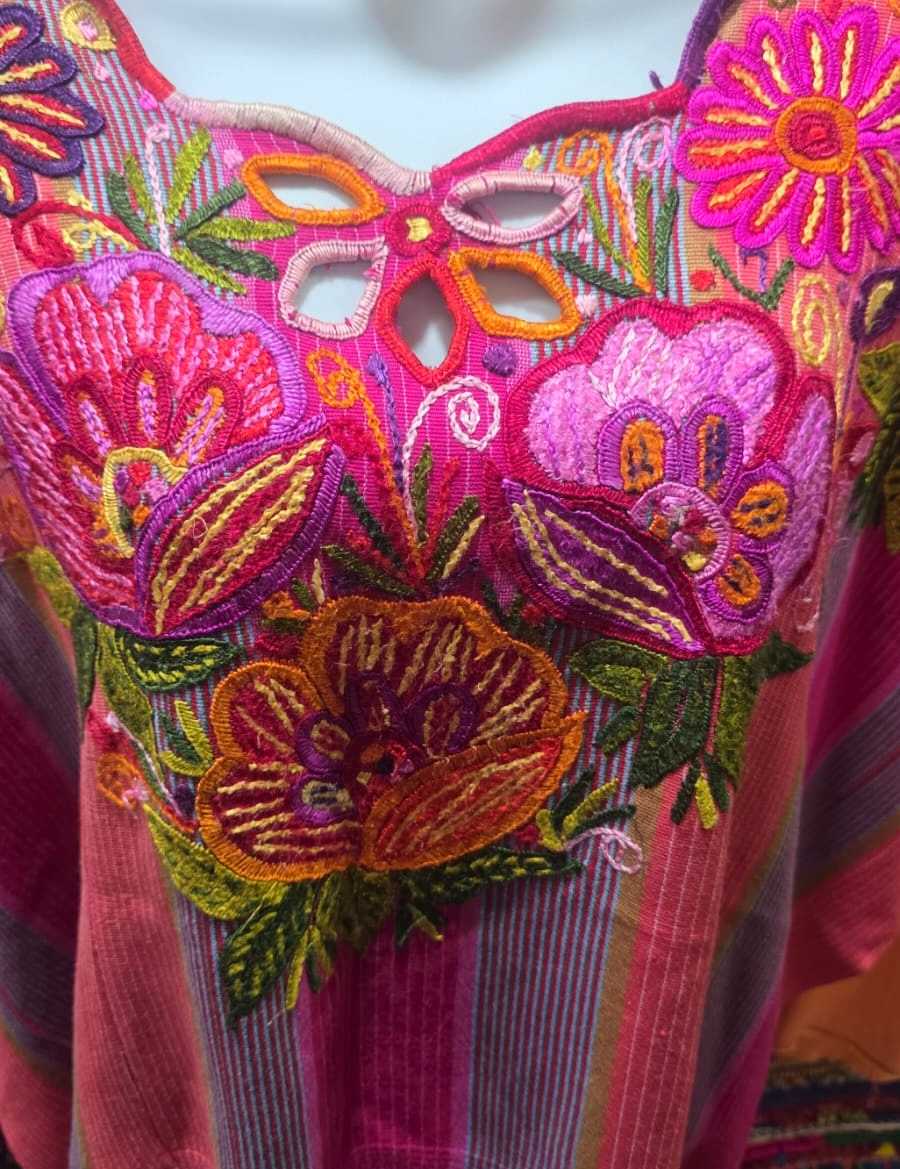 Pink and lilac floral Chichicastenango huipil #5-203