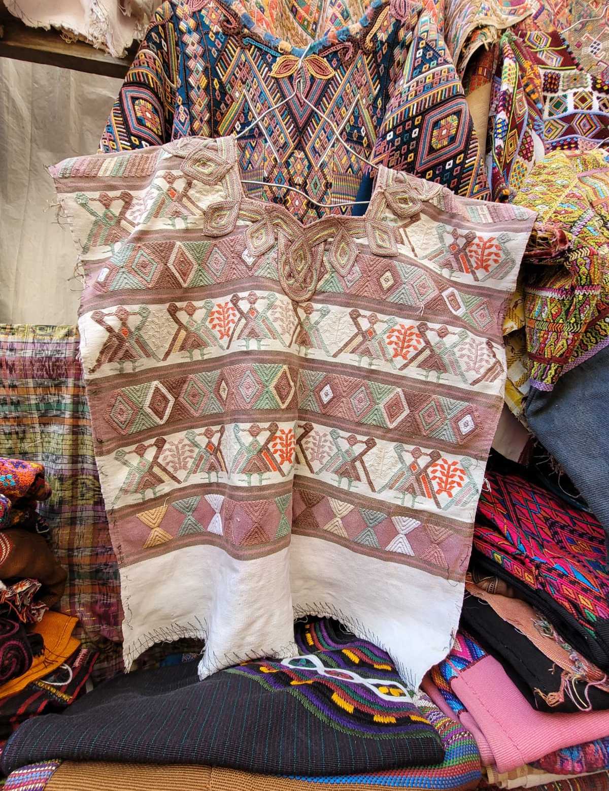 Beige and white Nebaj huipil #2-86