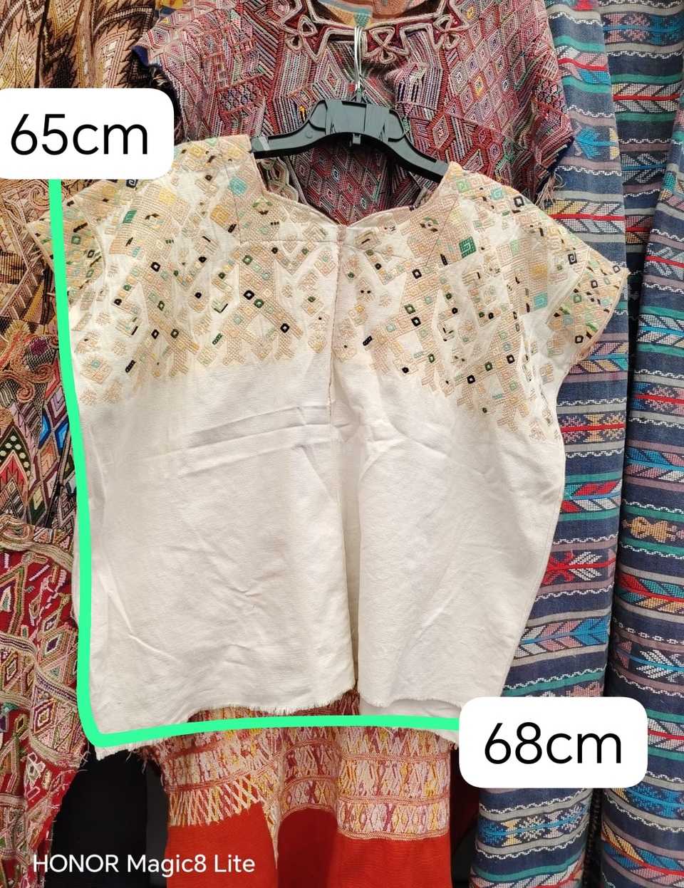 Dancing men on ivory Nahuala huipil #4-332