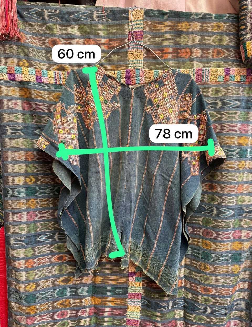 Faded indigo bird Nahuala huipil #4-279