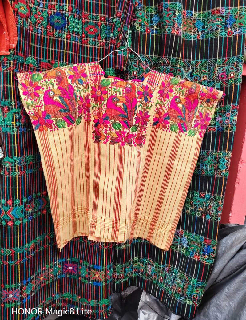 Primrose striped Chichi huipil Chichicastenango huipil #4-5