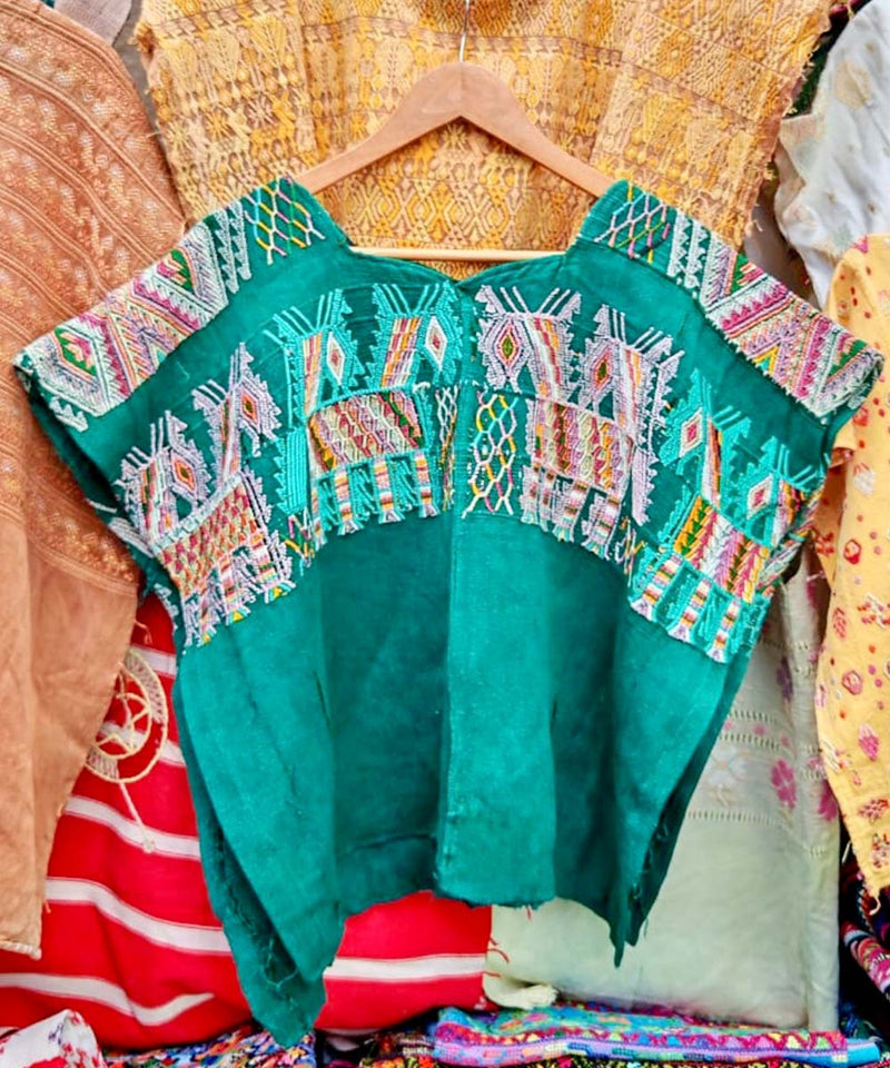 Teal Chajul huipil