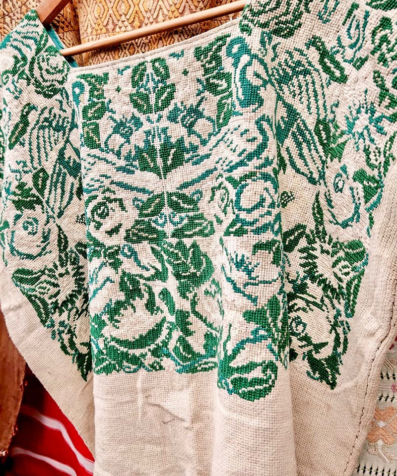 Green floral huipil