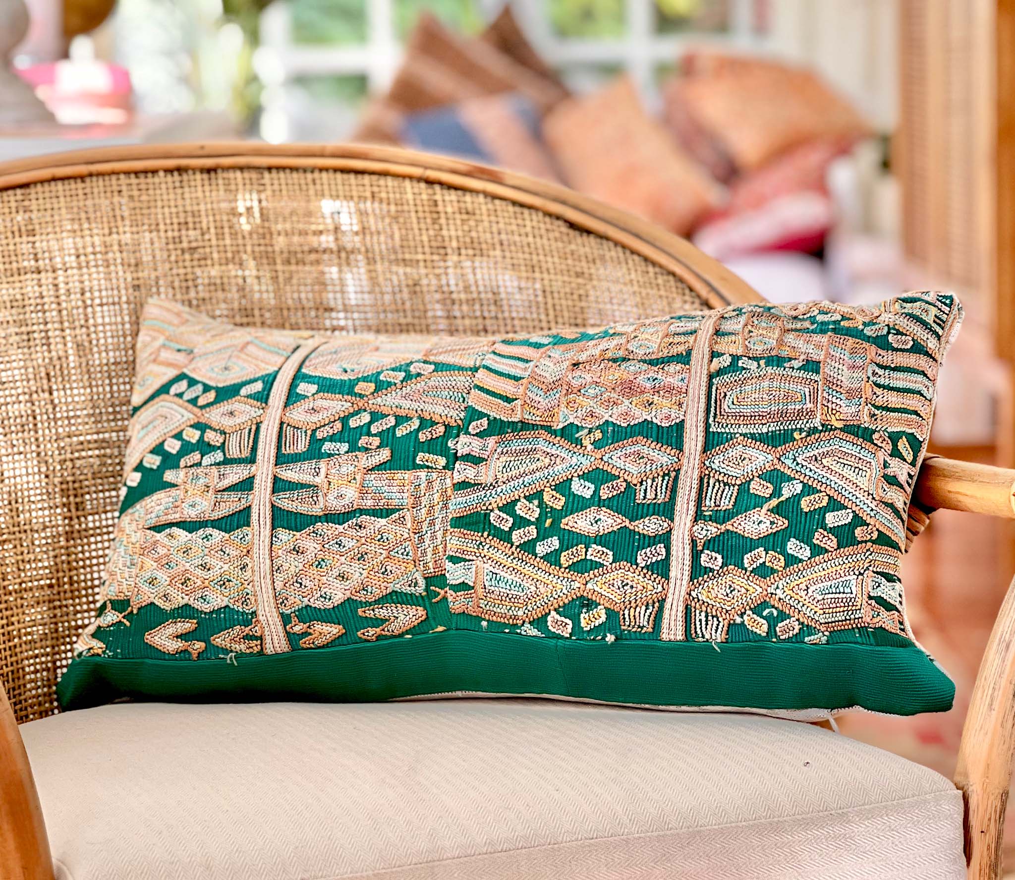 Beige and Green Nebaj Pillow 2