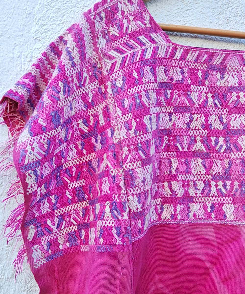 Hot pink San Juan Cotzal huipil