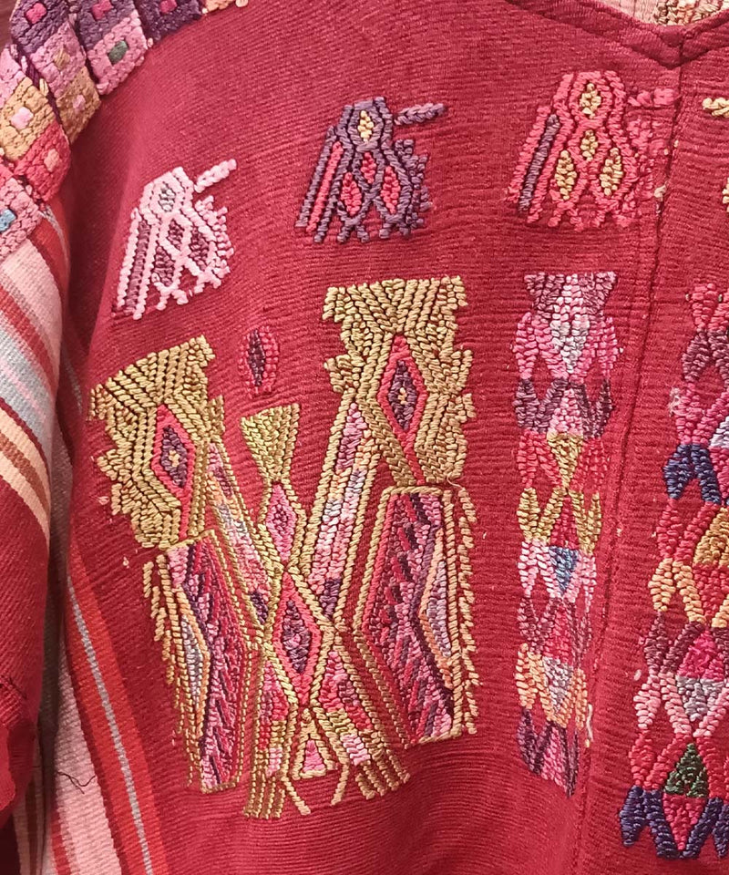 Embroidered Guatemalan huipil textile
