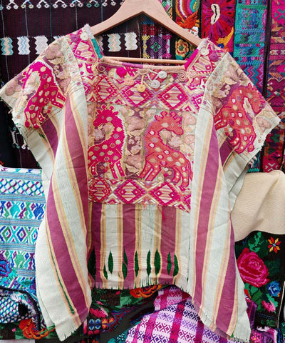 Embroidered Guatemalan huipil - vintage textile