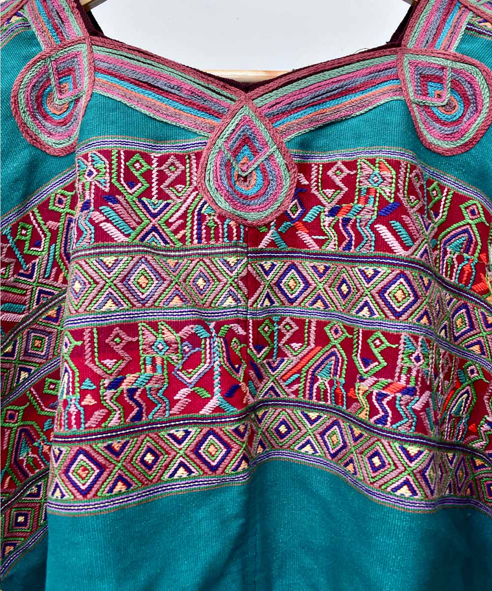 Turquoise & red Nebaj huipil