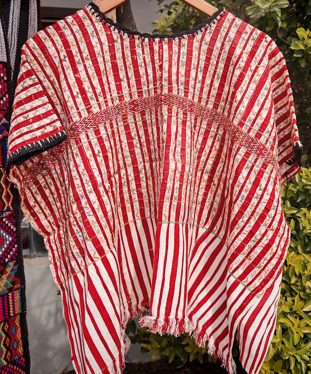 Guatemalan huipil from San Lucas in red and white