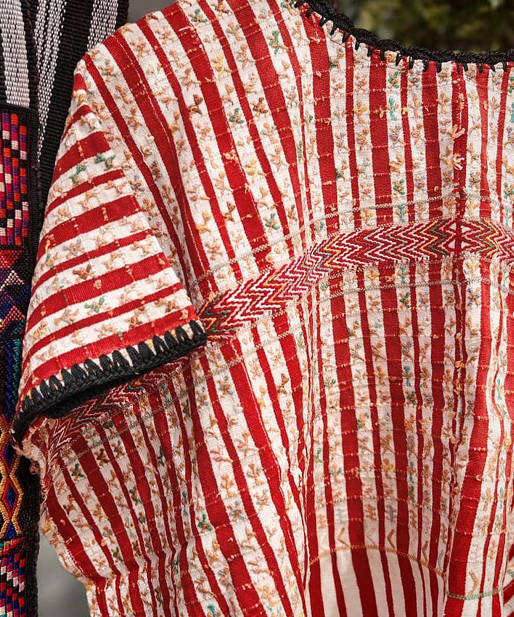 Guatemalan huipil from San Lucas in red and white