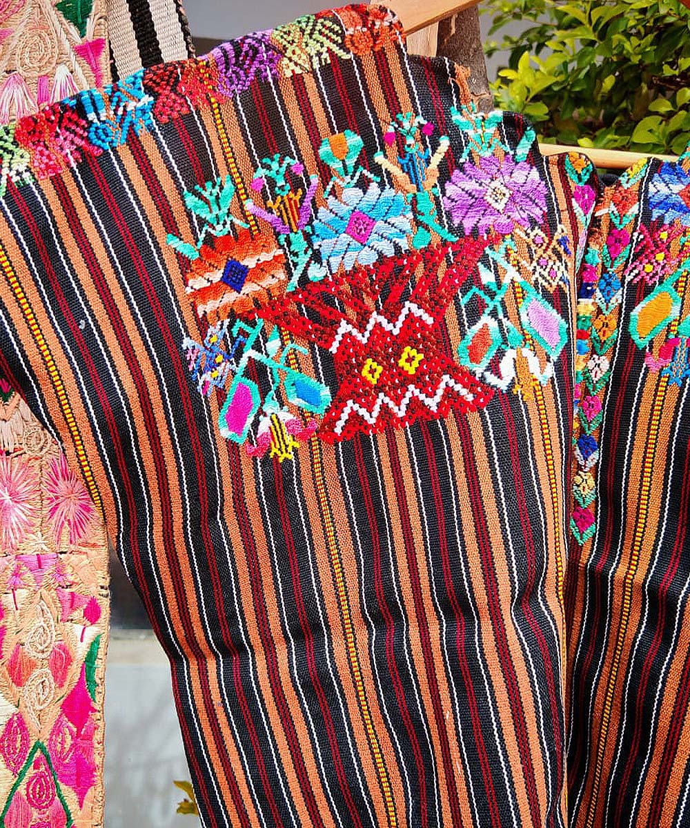 Guatemalan huipil with flower basket