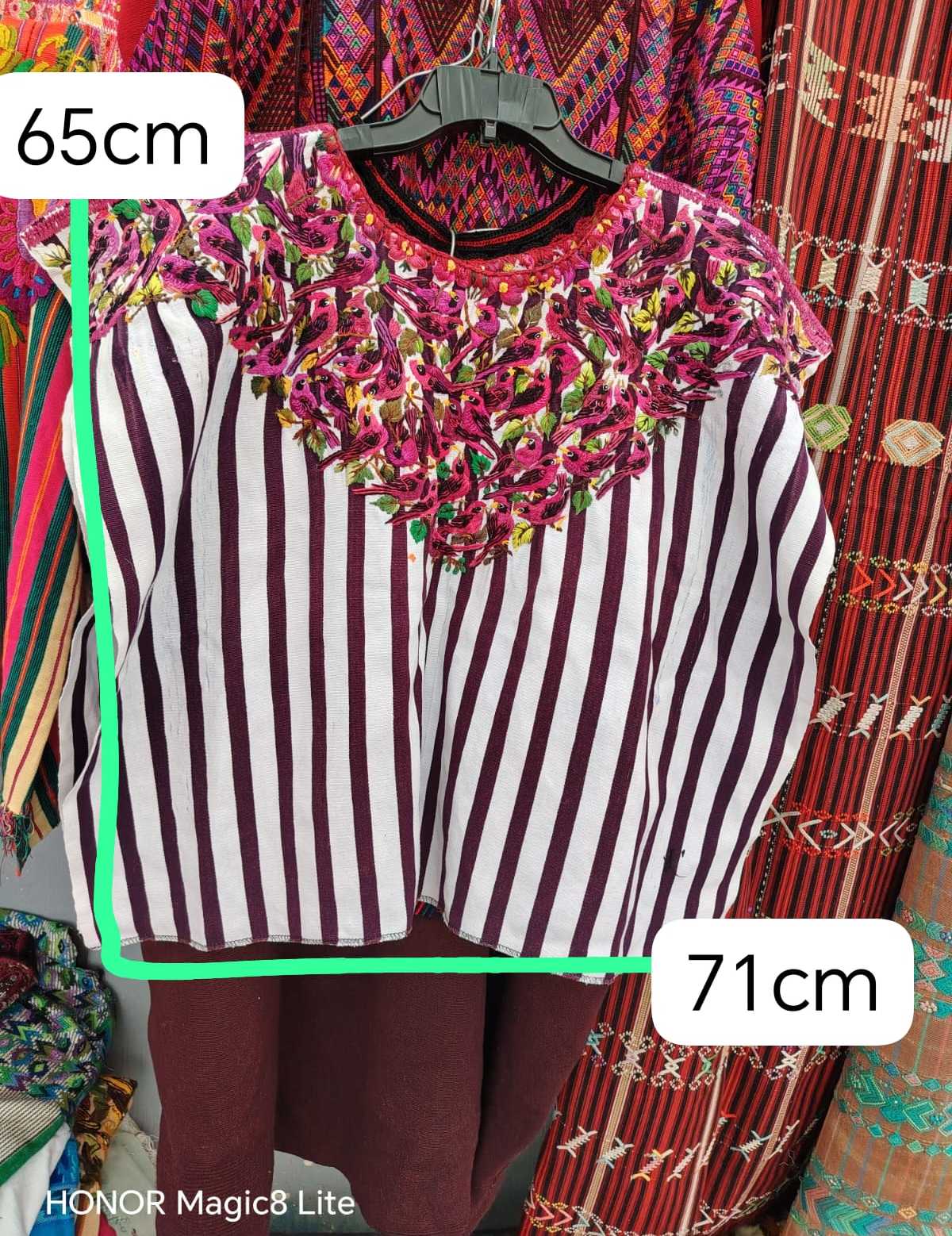 Burgundy and White Striped Santiago Huipil #6-415
