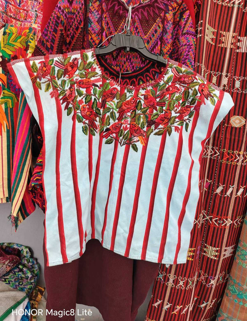 Red and White Striped Santiago Huipil #6-416