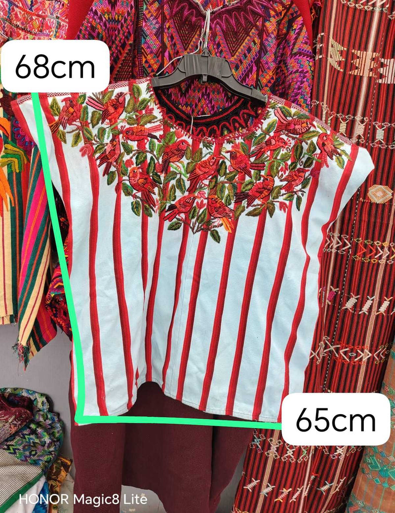 Red and White Striped Santiago Huipil #6-416