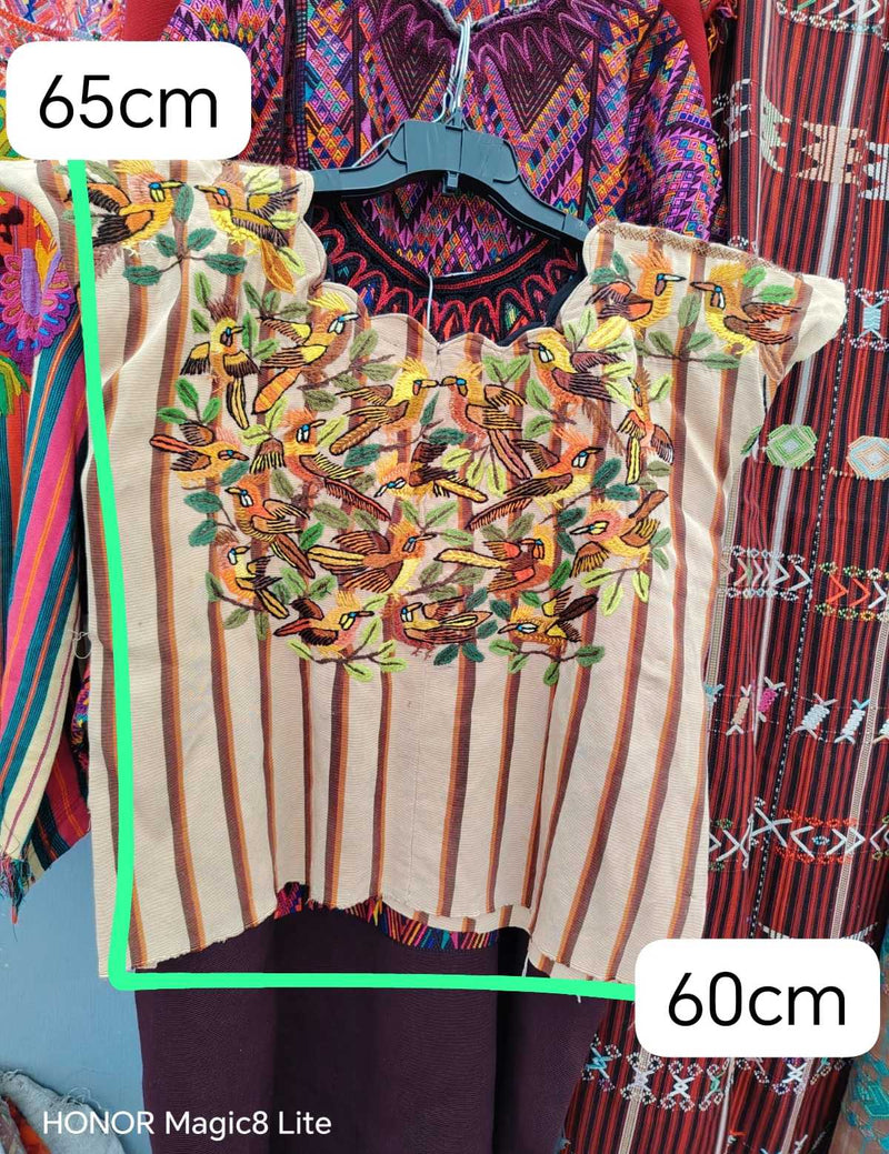 Brown and Cream Striped Santiago Huipil #6-426