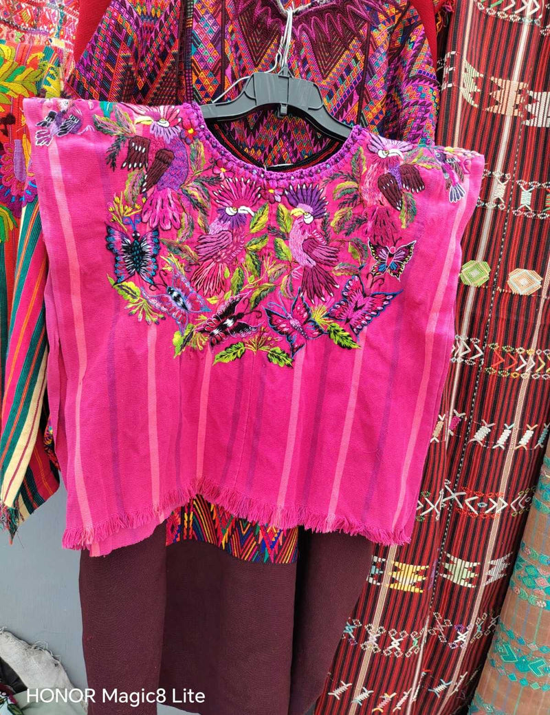 Pink Birds and Butterflies Santiago Huipil #6-431