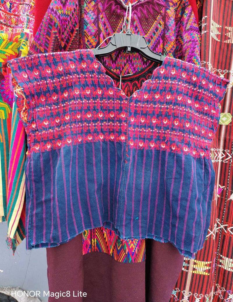 Indigo and Pink Nahuala Huipil #6-435