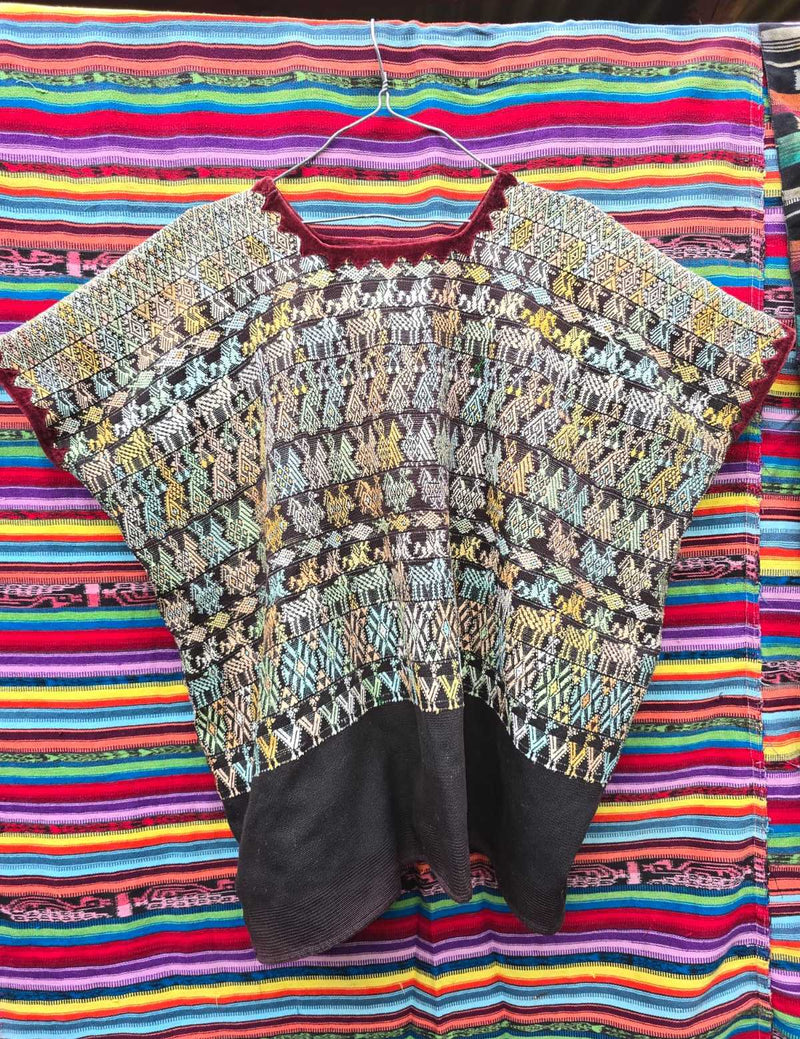 Pastel on Black Coban Huipil #6-441
