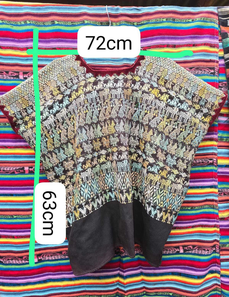 Pastel on Black Coban Huipil #6-441