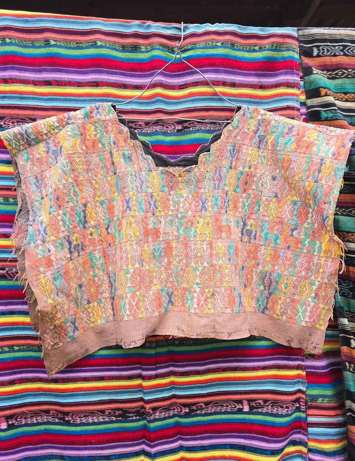 Colourful on Peach Coban Huipil #6-452