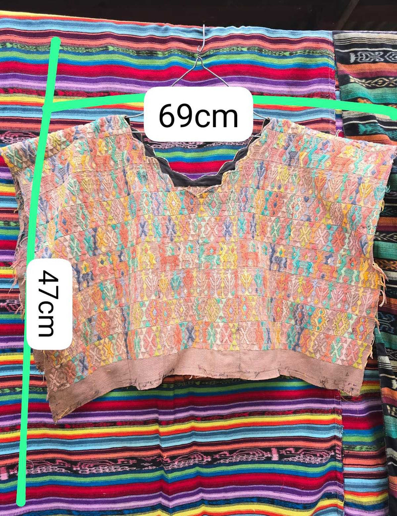 Colourful on Peach Coban Huipil #6-452