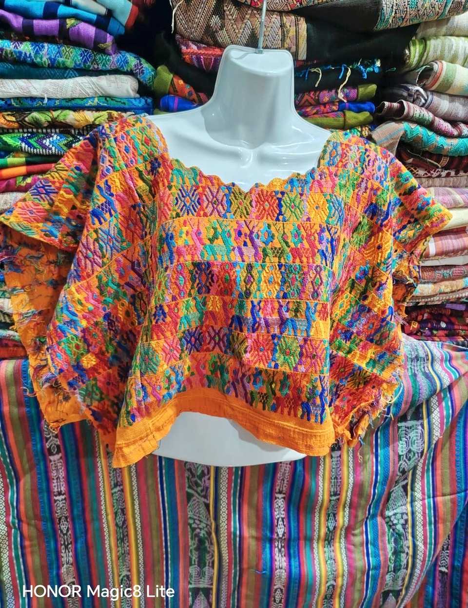 Colourful on Orange Coban Huipil #6-486