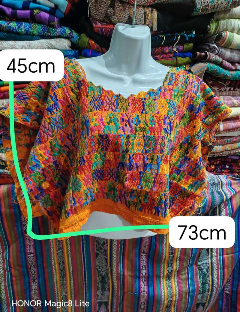 Colourful on Orange Coban Huipil #6-486