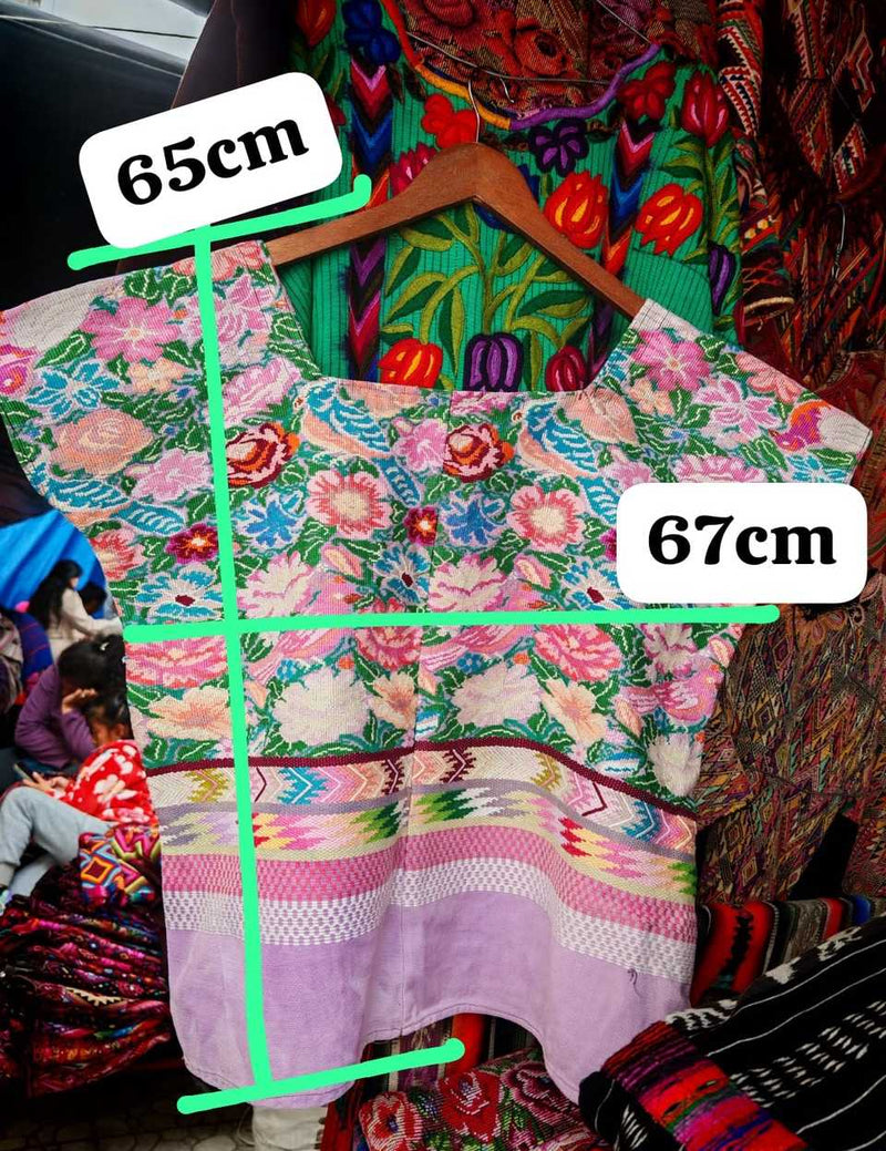 Lilac Floral Comalapa Huipil #7-6