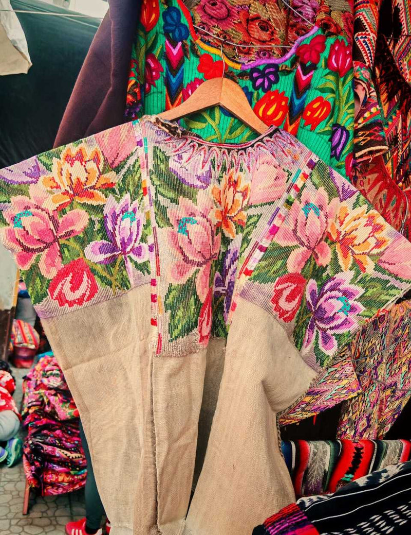 Floral on Beige Santiago Huipil #7-14