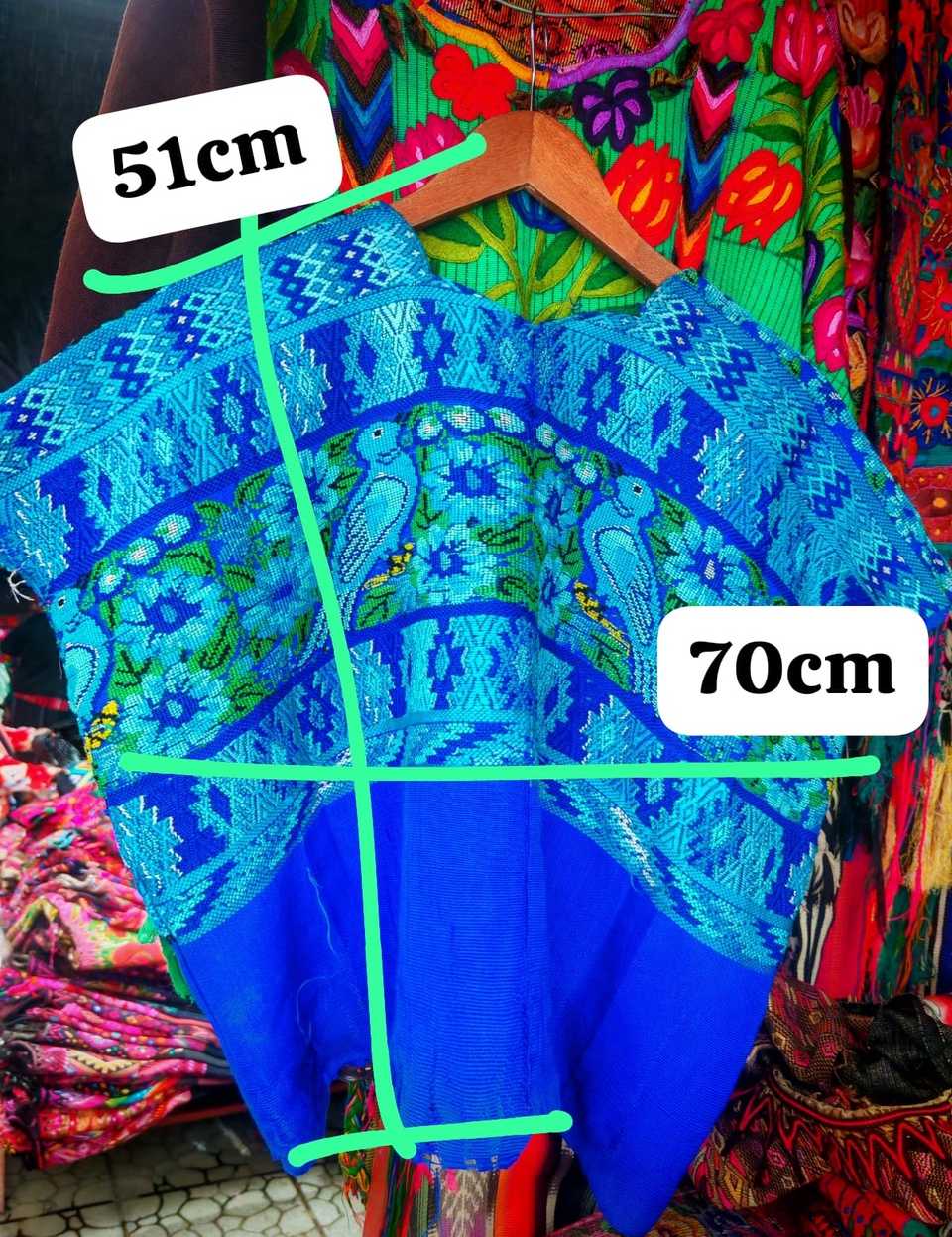 Bright Blue Floral Comalapa Huipil #7-17