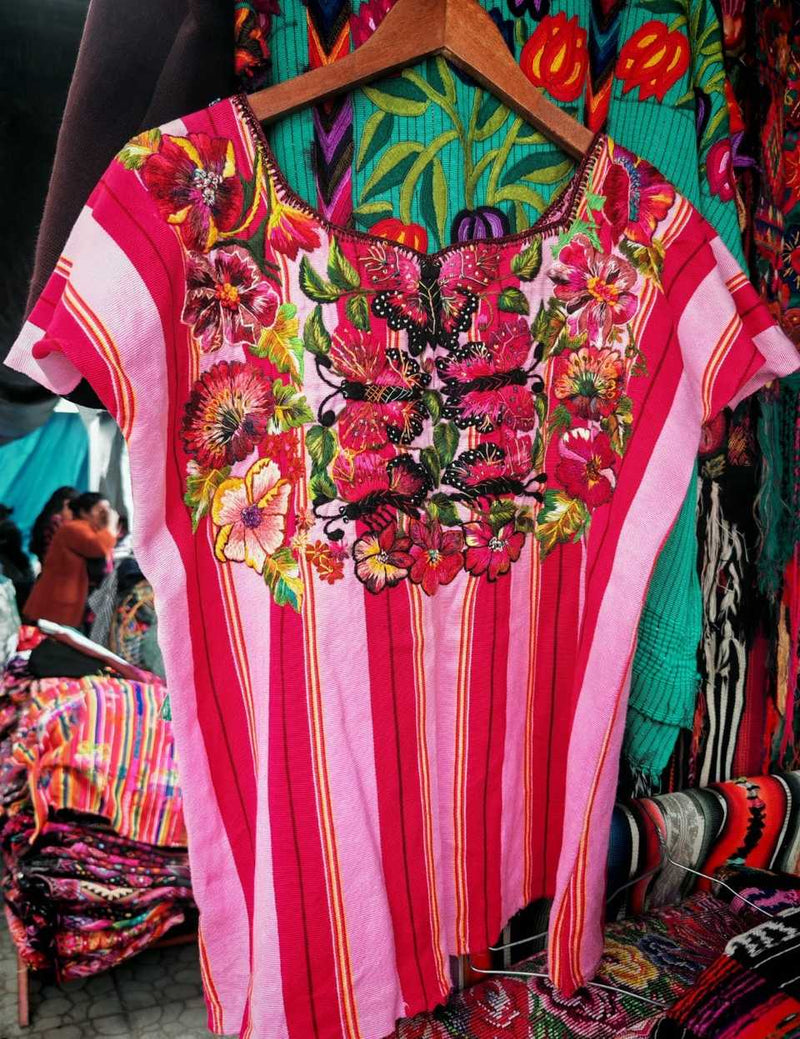 Pink Butterflies Santiago Huipil #7-28