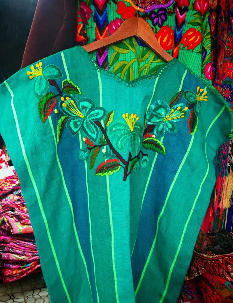 Green and Teal Santiago Huipil #7-37