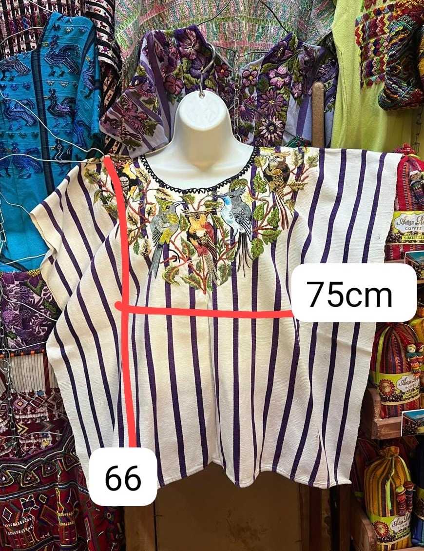 Berry and Ivory Striped Santiago Huipil #7-54