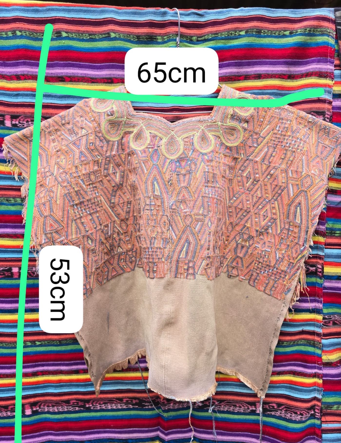Coral and Blue Nebaj Huipil #7-70